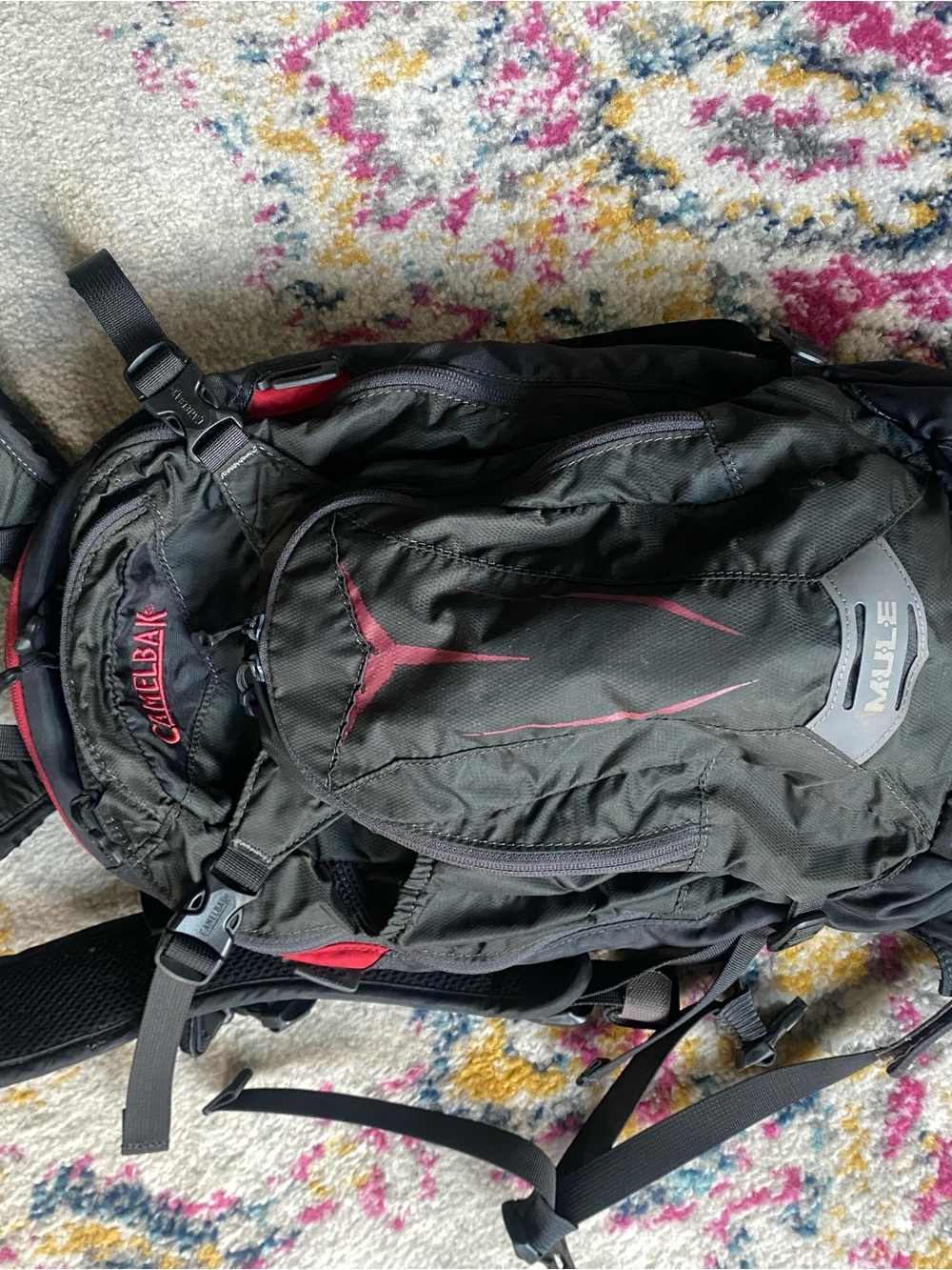 CamelBak Black and Red Mule Hydration Backpack
